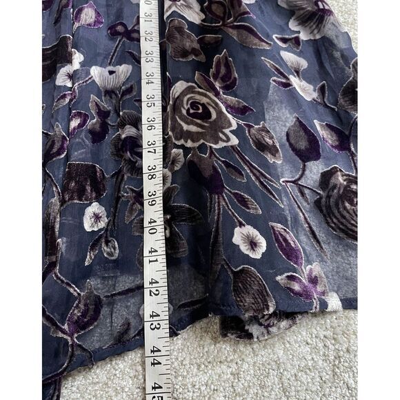 POL Kimono Women's S/M Floral Long Open Front Boho Sheer Velvet - Picture 7 of 8
